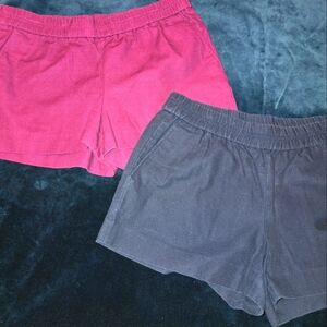 J. Crew 2 Pair of Shorts Relaxed Fit Elastic Waist Cotton & Linen Size Six.
